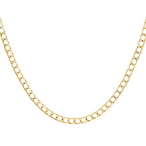 14K Yellow Gold Square Curb Link 20 Inch Chain